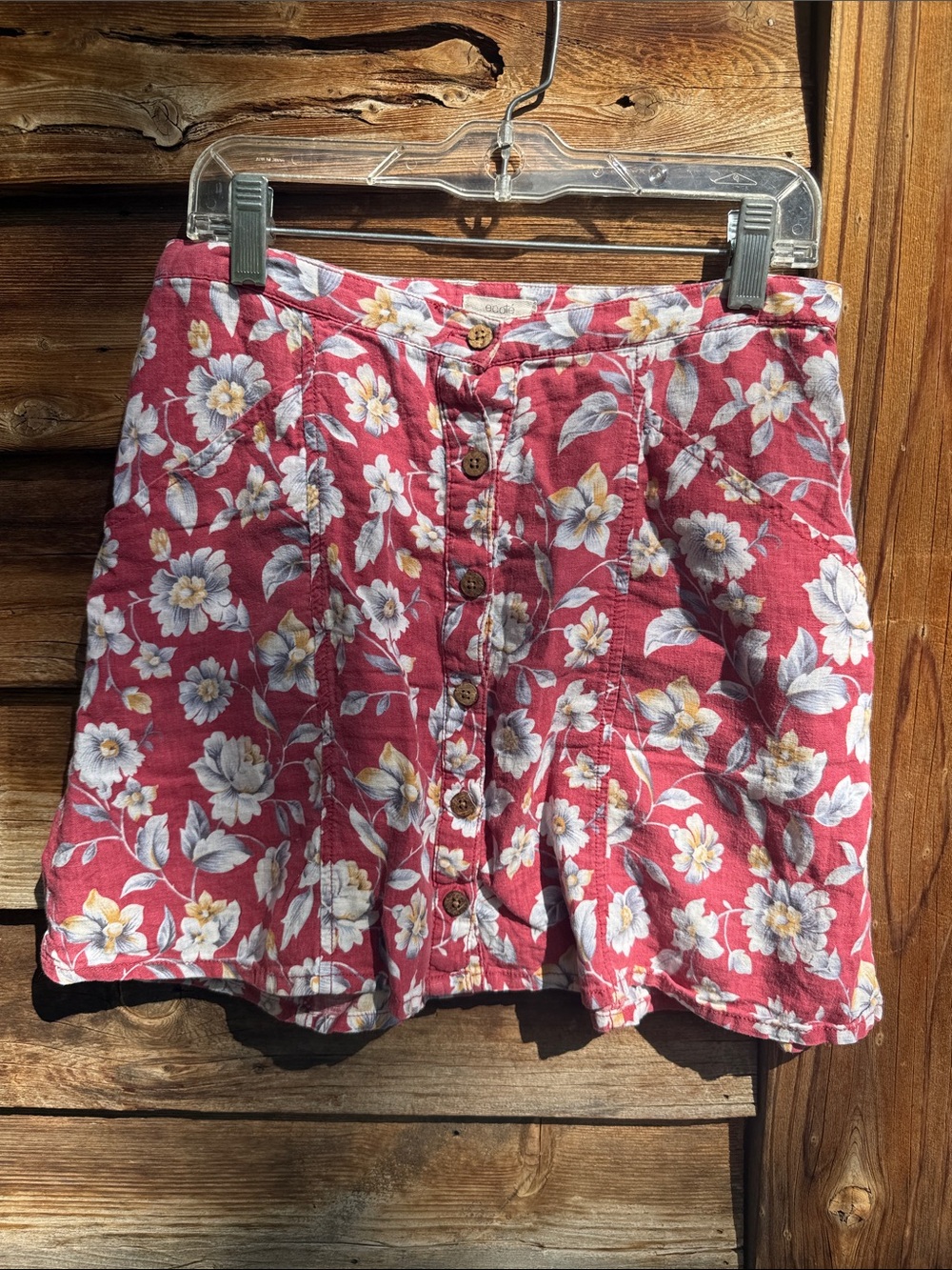 Ecote linen blend button up skirt mini with pockets